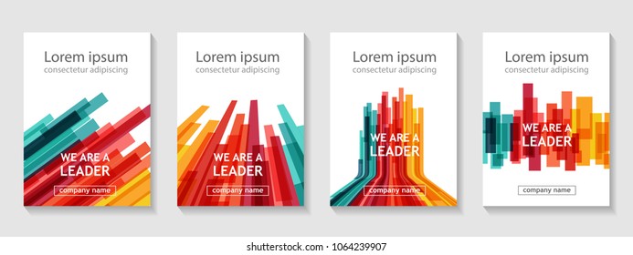 Abstract background cover set, colorful minimal design, business card concept, geometric lines and rectangles, vector graphic.