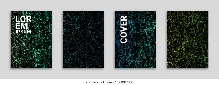 Abstract Background Cover/Flyer/Poster/Album Template Bundle - Chaotic Colorful Twirl Shapes Minimal Lines