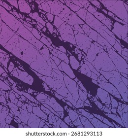 Ein abstrakter Hintergrund mit einer gerissenen, gestressten Textur in einem violetten und schwarzen Farbverlauf.