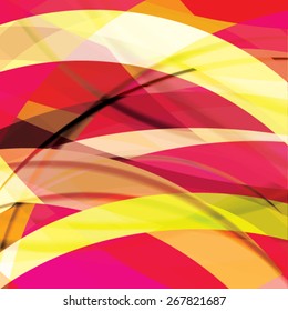 Abstract background created with colorful wavy stripes. Vector