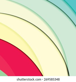 Abstract background created with colorful wavy stripes. Vector