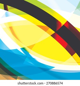 Abstract background created with colorful wavy stripes. Vector