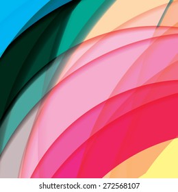 Abstract background created with colorful wavy stripes. Vector