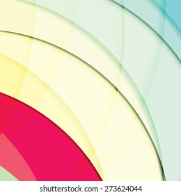 Abstract background created with colorful wavy stripes. Vector