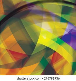 Abstract background created with colorful wavy stripes. Vector