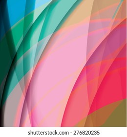 Abstract background created with colorful wavy stripes. Vector