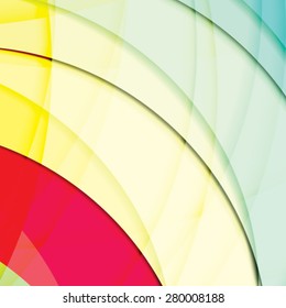Abstract background created with colorful wavy stripes. Vector