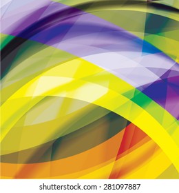 Abstract background created with colorful wavy stripes. Vector