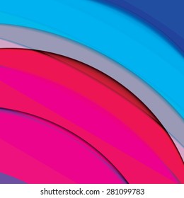 Abstract background created with colorful wavy stripes. Vector