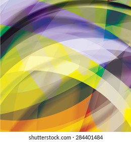 Abstract background created with colorful wavy stripes. Vector