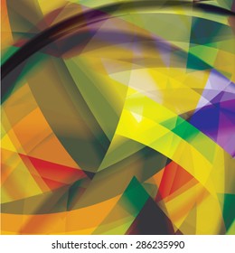 Abstract background created with colorful wavy stripes. Vector
