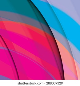 Abstract background created with colorful wavy stripes. Vector