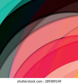 Abstract background created with colorful wavy stripes. Vector