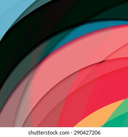 Abstract background created with colorful wavy stripes. Vector