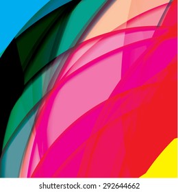 Abstract background created with colorful wavy stripes. Vector