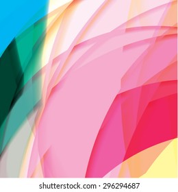 Abstract background created with colorful wavy stripes. Vector