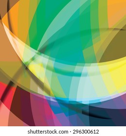 Abstract background created with colorful wavy stripes. Vector