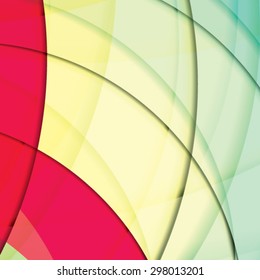 Abstract background created with colorful wavy stripes. Vector