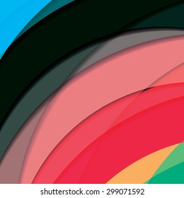 Abstract background created with colorful wavy stripes. Vector