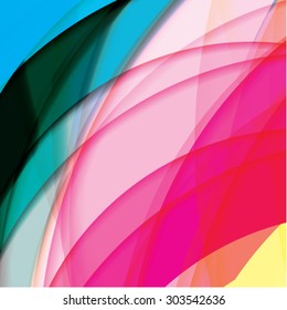 Abstract background created with colorful wavy stripes. Vector