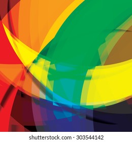 Abstract background created with colorful wavy stripes. Vector