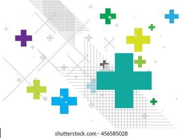 Abstract background created with plus sign in various colors. Vector illustration.