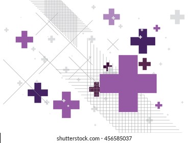 Abstract background created with plus sign in violet. Vector illustration.