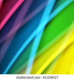 Abstract background created using colorful overlaid stripes. Vector illustration, can be used for presentations, graphic designs brochures, web design.