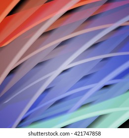 Abstract background created using colorful overlaid stripes. Vector illustration, can be used for presentations, graphic designs brochures, web design.
