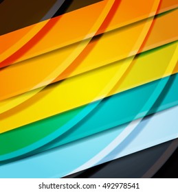 Abstract background created using colorful overlaid stripes. Vector illustration, can be used for presentations, graphic designs brochures, web design.