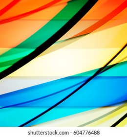 Abstract background created using colorful overlaid stripes. Vector illustration, can be used for presentations, graphic designs brochures, web design.