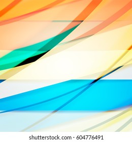 Abstract background created using colorful overlaid stripes. Vector illustration, can be used for presentations, graphic designs brochures, web design.