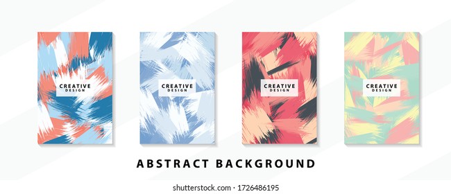 Abstract background creative cover set. Can be used for Collage page, greeting card, invitation, brochure brush strokes style, banner idea, book cover, booklet print, phone case print, Eps10 vector.