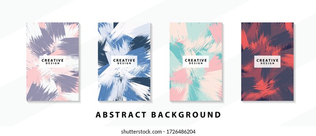 Abstract background creative cover set. Can be used for Collage page, greeting card, invitation, brochure brush strokes style, banner idea, book cover, booklet print, phone case print, Eps10 vector.