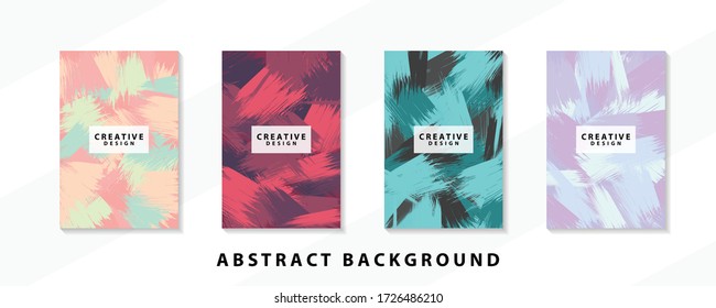 Abstract background creative cover set. Can be used for Collage page, greeting card, invitation, brochure brush strokes style, banner idea, book cover, booklet print, phone case print, Eps10 vector.