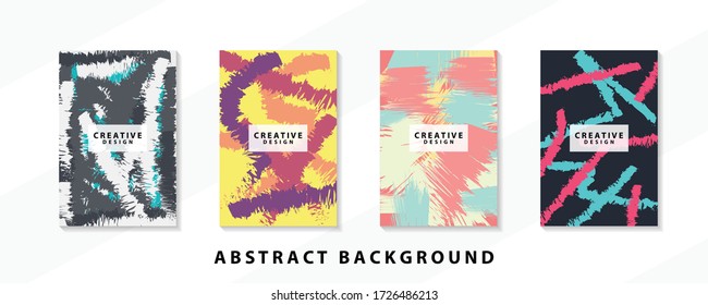 Abstract background creative cover set. Can be used for Collage page, greeting card, invitation, brochure brush strokes style, banner idea, book cover, booklet print, phone case print, Eps10 vector.