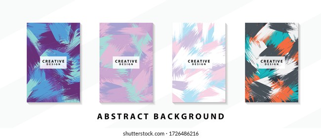 Abstract background creative cover set. Can be used for Collage page, greeting card, invitation, brochure brush strokes style, banner idea, book cover, booklet print, phone case print, Eps10 vector.