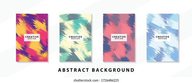 Abstract background creative cover set. Can be used for Collage page, greeting card, invitation, brochure brush strokes style, banner idea, book cover, booklet print, phone case print, Eps10 vector.