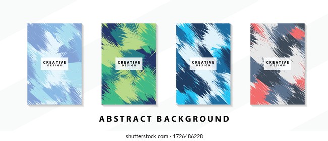 Abstract background creative cover set. Can be used for Collage page, greeting card, invitation, brochure brush strokes style, banner idea, book cover, booklet print, phone case print, Eps10 vector.