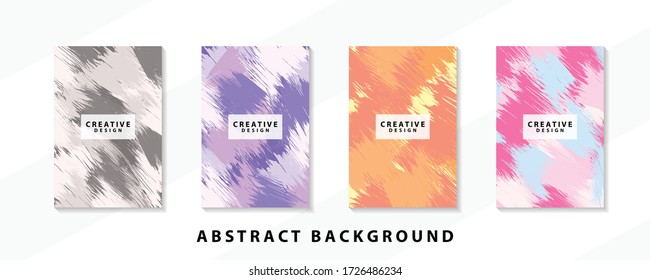 Abstract background creative cover set. Can be used for Collage page, greeting card, invitation, brochure brush strokes style, banner idea, book cover, booklet print, phone case print, Eps10 vector.