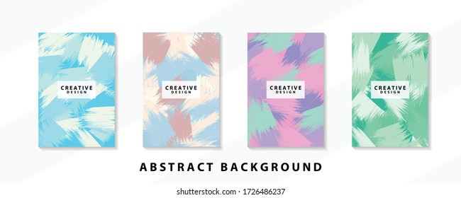 Abstract background creative cover set. Can be used for Collage page, greeting card, invitation, brochure brush strokes style, banner idea, book cover, booklet print, phone case print, Eps10 vector.