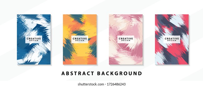 Abstract background creative cover set. Can be used for Collage page, greeting card, invitation, brochure brush strokes style, banner idea, book cover, booklet print, phone case print, Eps10 vector.