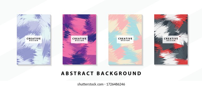 Abstract background creative cover set. Can be used for Collage page, greeting card, invitation, brochure brush strokes style, banner idea, book cover, booklet print, phone case print, Eps10 vector.