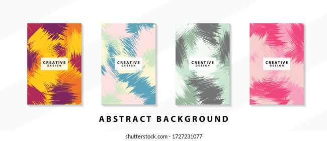 Abstract background creative cover set. Can be used for Collage page, greeting card, invitation, brochure brush strokes style, banner idea, book cover, booklet print, phone case print, Eps10 vector.