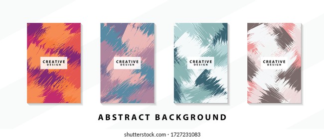 Abstract background creative cover set. Can be used for Collage page, greeting card, invitation, brochure brush strokes style, banner idea, book cover, booklet print, phone case print, Eps10 vector.