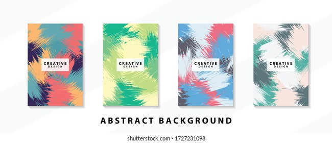 Abstract background creative cover set. Can be used for Collage page, greeting card, invitation, brochure brush strokes style, banner idea, book cover, booklet print, phone case print, Eps10 vector.