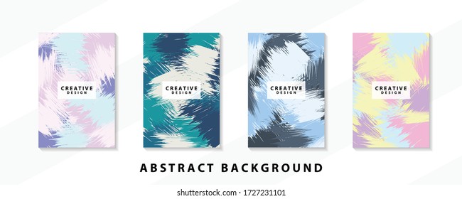 Abstract background creative cover set. Can be used for Collage page, greeting card, invitation, brochure brush strokes style, banner idea, book cover, booklet print, phone case print, Eps10 vector.