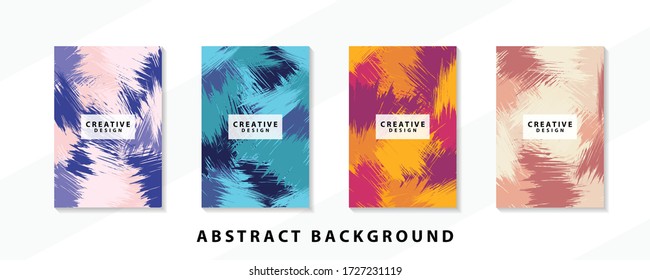 Abstract background creative cover set. Can be used for Collage page, greeting card, invitation, brochure brush strokes style, banner idea, book cover, booklet print, phone case print, Eps10 vector.