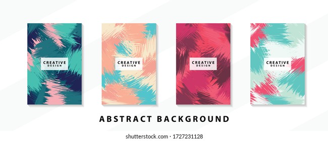 Abstract background creative cover set. Can be used for Collage page, greeting card, invitation, brochure brush strokes style, banner idea, book cover, booklet print, phone case print, Eps10 vector.