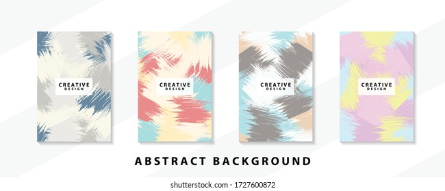 Abstract background creative cover set. Can be used for Collage page, greeting card, invitation, brochure brush strokes style, banner idea, book cover, booklet print, phone case print, Eps10 vector.

